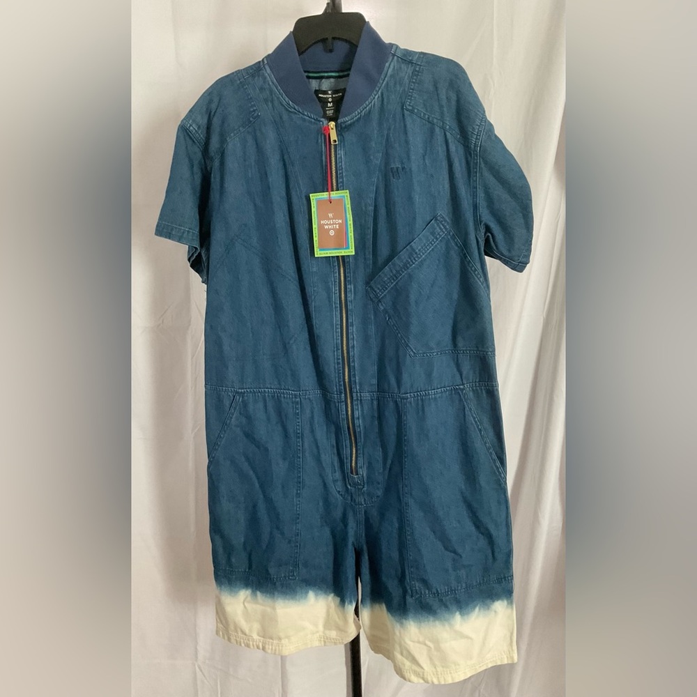 NWT, Houston White Short Sleeve Denim Flight Jumpsuit, Size M